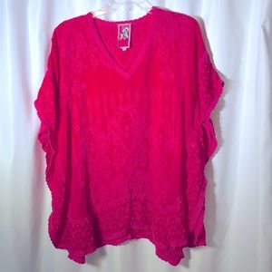 Johnny Was Boho Fuchsia Poncho M